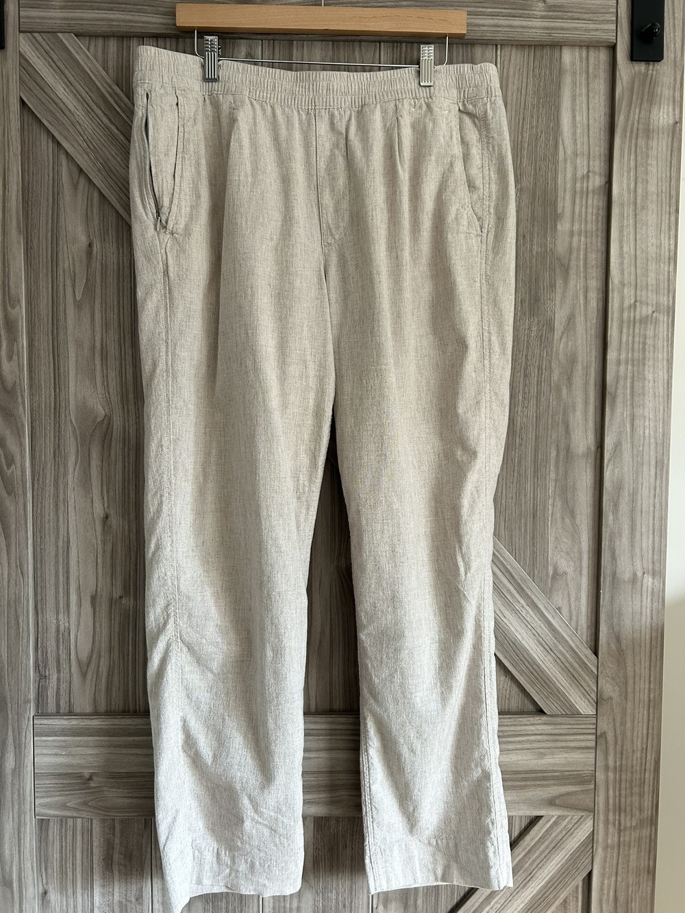 Abercrombie Fitch Loose Linen Blend Pull On Pants Beige L 17x30